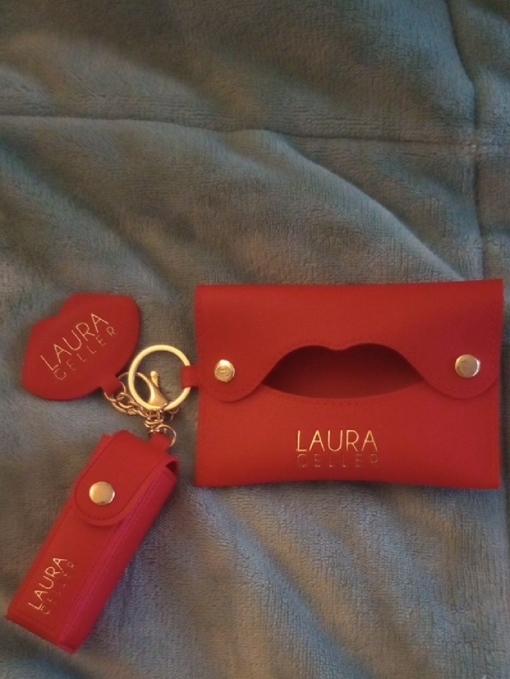 Laura Geller Lipstick, Tissue Holder And Mirror Bag Charm- Limited Edition